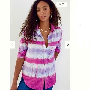 Anthropologie Pilcro Janesse Tie-Dye Button down shirt Size M boho artsy